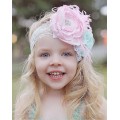 Aqua and Pale Pink Flower Garden Headband